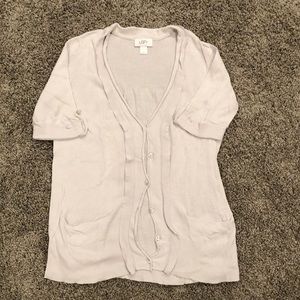 LOFT Grey Short Sleeved Cardigan